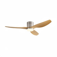 Arcturus | Ventilateur LED intégrée argent et bois clair — vue 3