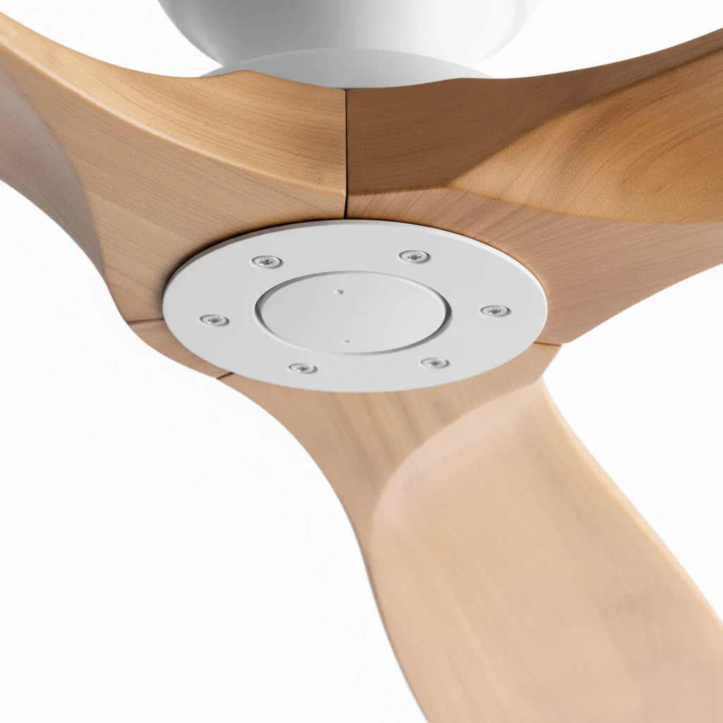 Bjorn | Ventilateur bois massif naturel et blanc